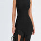 Legergroene Midi Jurk met Ruches - Rozz