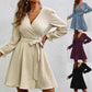 Beige V-Hals Wikkeljurk - Louise