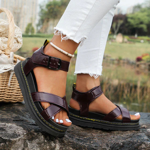 Fenella - Leren Romeinse Sandalen