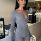 Grijze Jumpsuit Met Knopenrij - Mia