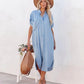 Blauwe Losse Denim Shirtjurk - Jaylynn