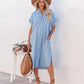 Blauwe Losse Denim Shirtjurk - Jaylynn