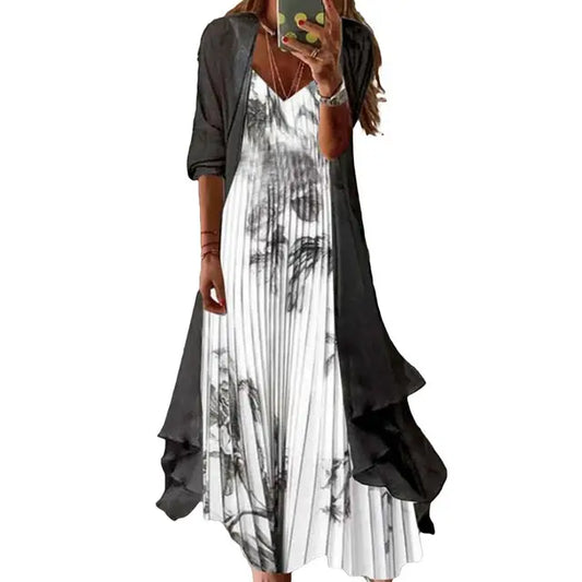 Zwart-Witte Maxi Jurk - Lena