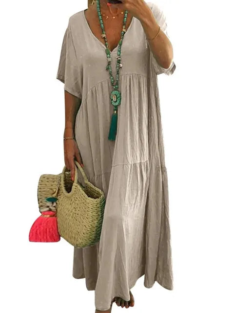 Khaki Effen Zomerjurk - Zara
