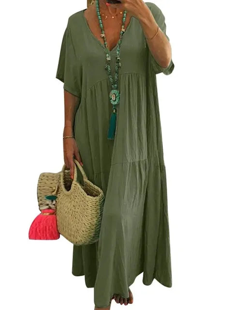 Khaki Effen Zomerjurk - Zara