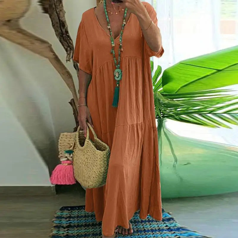 Khaki Effen Zomerjurk - Zara