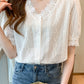Penny - Witte Kanten V-Hals Blouse