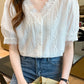 Penny - Witte Kanten V-Hals Blouse