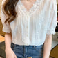 Penny - Witte Kanten V-Hals Blouse