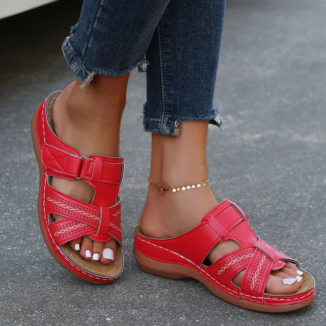 Zwarte Orthopedische Wig Sandalen - Vanessa