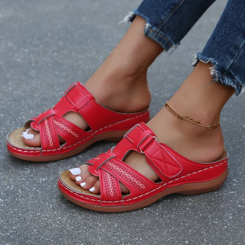 Zwarte Orthopedische Wig Sandalen - Vanessa