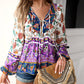 Paarse Boho Bloemenblouse - Abegail