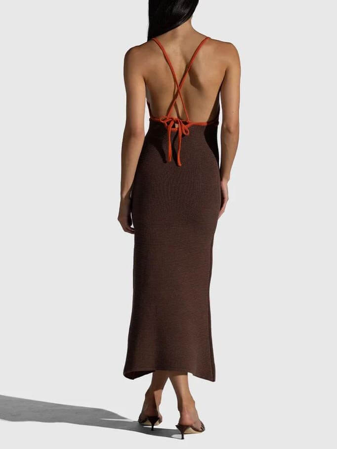 Abrikoos Halter Jurk - Mila