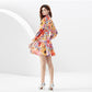 Ireline - Oranje Bloemen Jurk