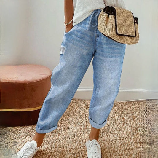 Blauwe Boho Katoenen Zomerbroek - Suzy