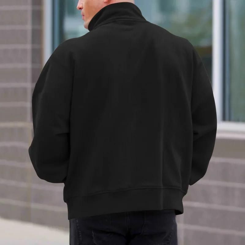 Max - Zwarte Heren Sweater met Halve Rits
