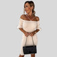 Isa - Roze Off-the-Shoulder Ribjurk met Verenrand