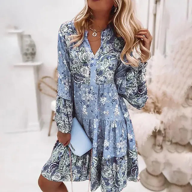 Arielle - Lichtblauwe Etnische Zomerjurk