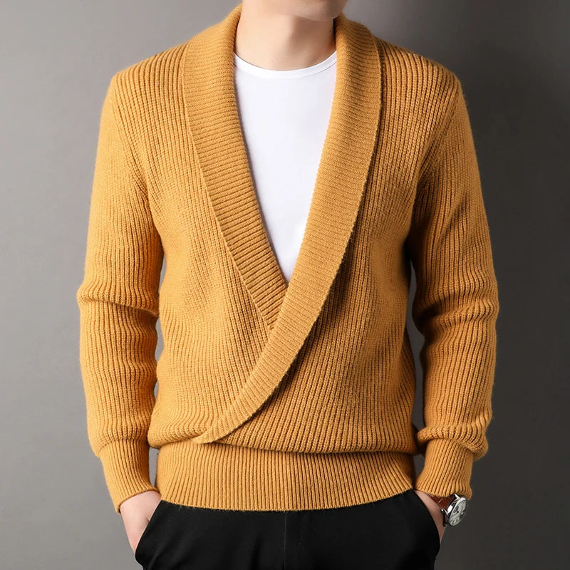 Strakke Heren V-Hals Polo Gebreide Trui Jas - Moeiteloze Stijl & Comfort