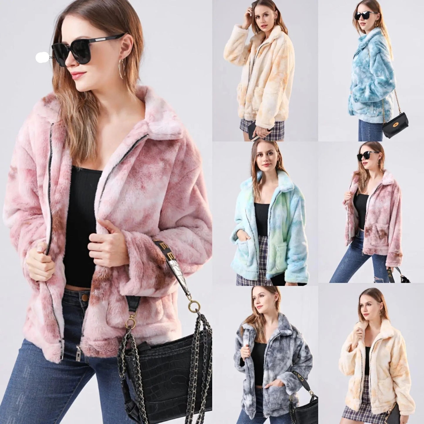 Tie-Dye Fleece Ritsjack: Chic & Knus Damesjack met Zakken