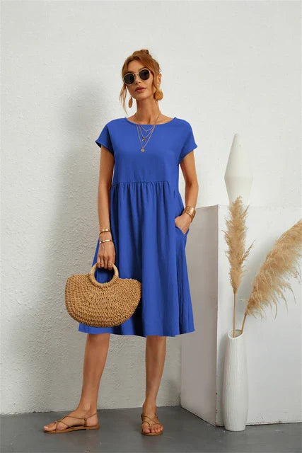 Blauw Vintage Vrijetijdsjurk - Hermine