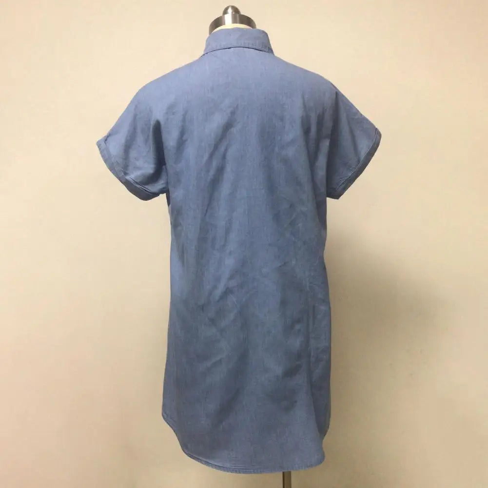 Blauwe Imitatie Denim Jurk - Charlotte
