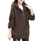 CozyChic Pluche Capuchon Fleecejas: Zakken & Rits Warmte voor Elegante Winter