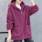 CozyChic Pluche Capuchon Fleecejas: Zakken & Rits Warmte voor Elegante Winter