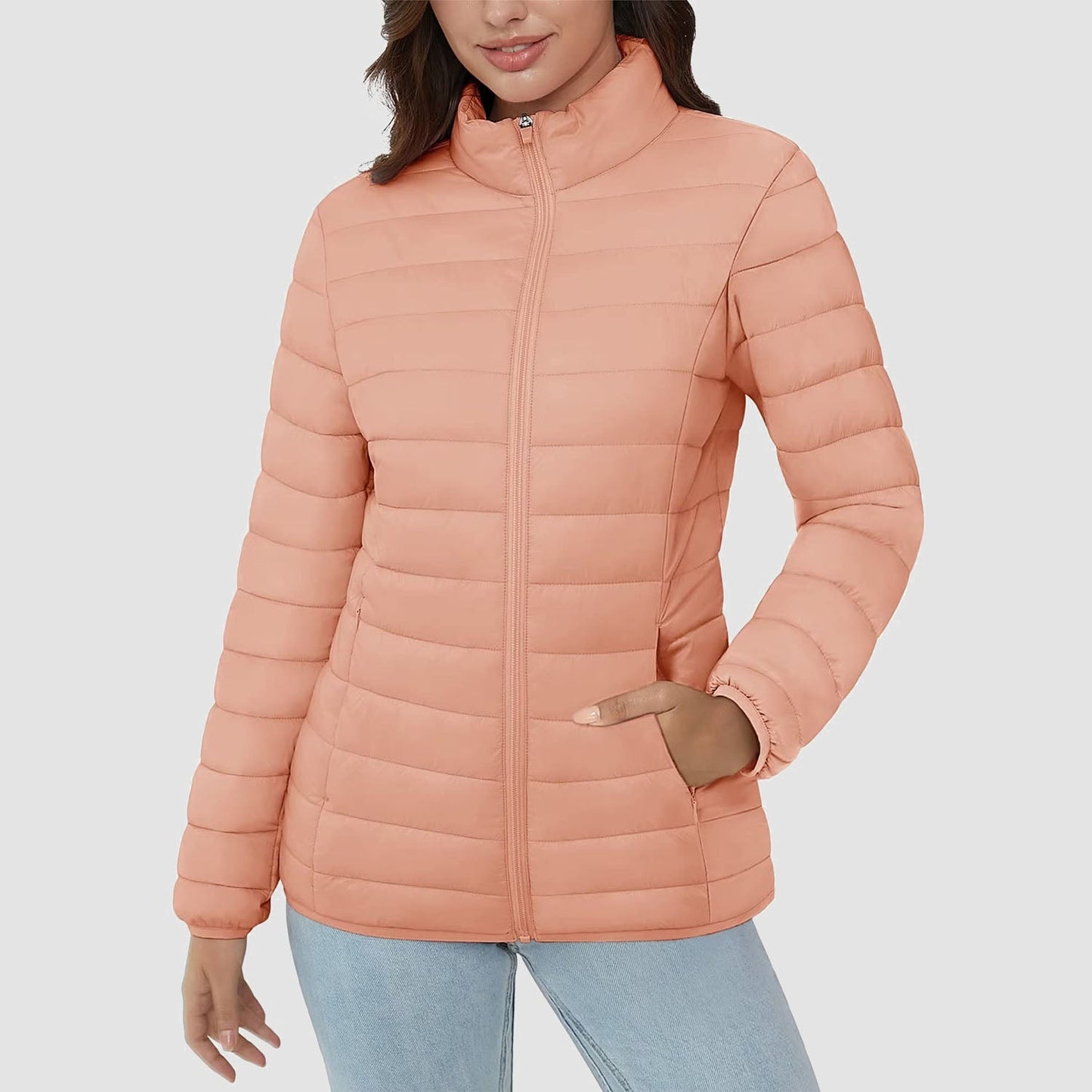 ChicQuilt: Elegante Dames Lichtgewicht Puffer - Gezellige, Ritssluiting Winter Elegantie