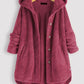 Chique Winter Elegantie: Teddy Sherpa Fleece Lange Jas met Capuchon voor Dames