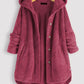 Chique Winter Elegantie: Teddy Sherpa Fleece Lange Jas met Capuchon voor Dames