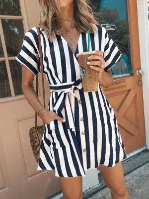 Roze Gestreepte Mini-jurk - Alizabeth