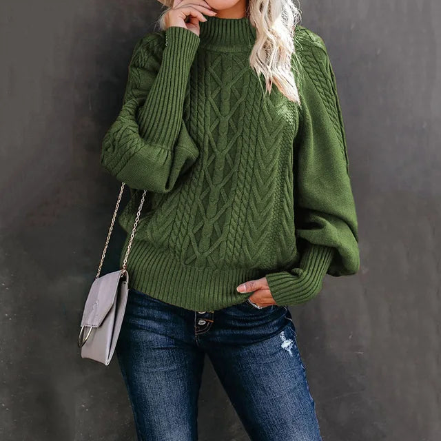 Gezellige Chic: Elegante Dames Mid-Hals Gebreide Trui