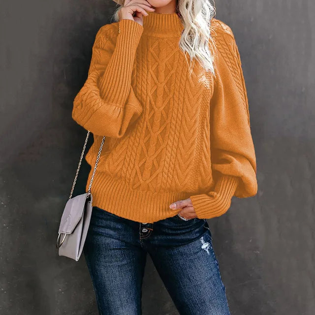 Gezellige Chic: Elegante Dames Mid-Hals Gebreide Trui