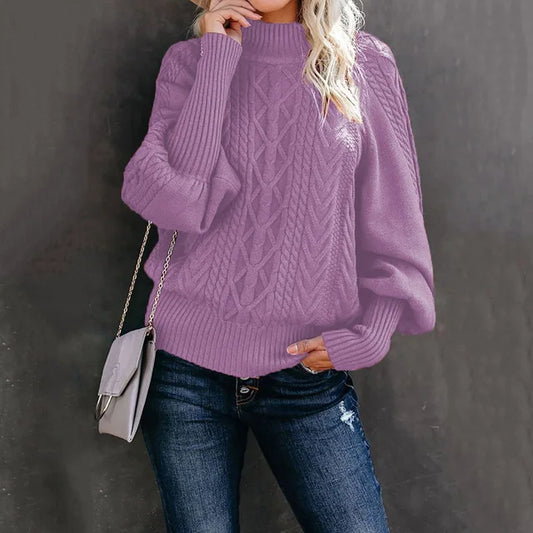 Gezellige Chic: Elegante Dames Mid-Hals Gebreide Trui