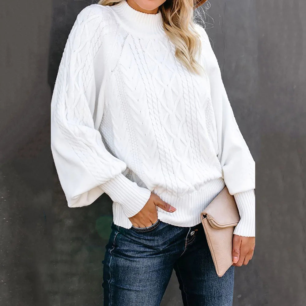 Gezellige Chic: Elegante Dames Mid-Hals Gebreide Trui