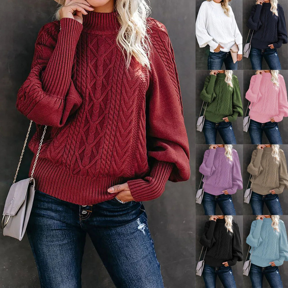 Gezellige Chic: Elegante Dames Mid-Hals Gebreide Trui