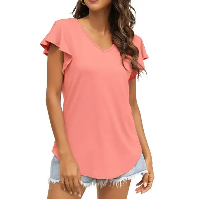 Evonne - Groene Zomerblouse met Ruchemouwen