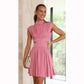 Chique Mini-Jurk met Geplooide Taille & Holle Mouwen