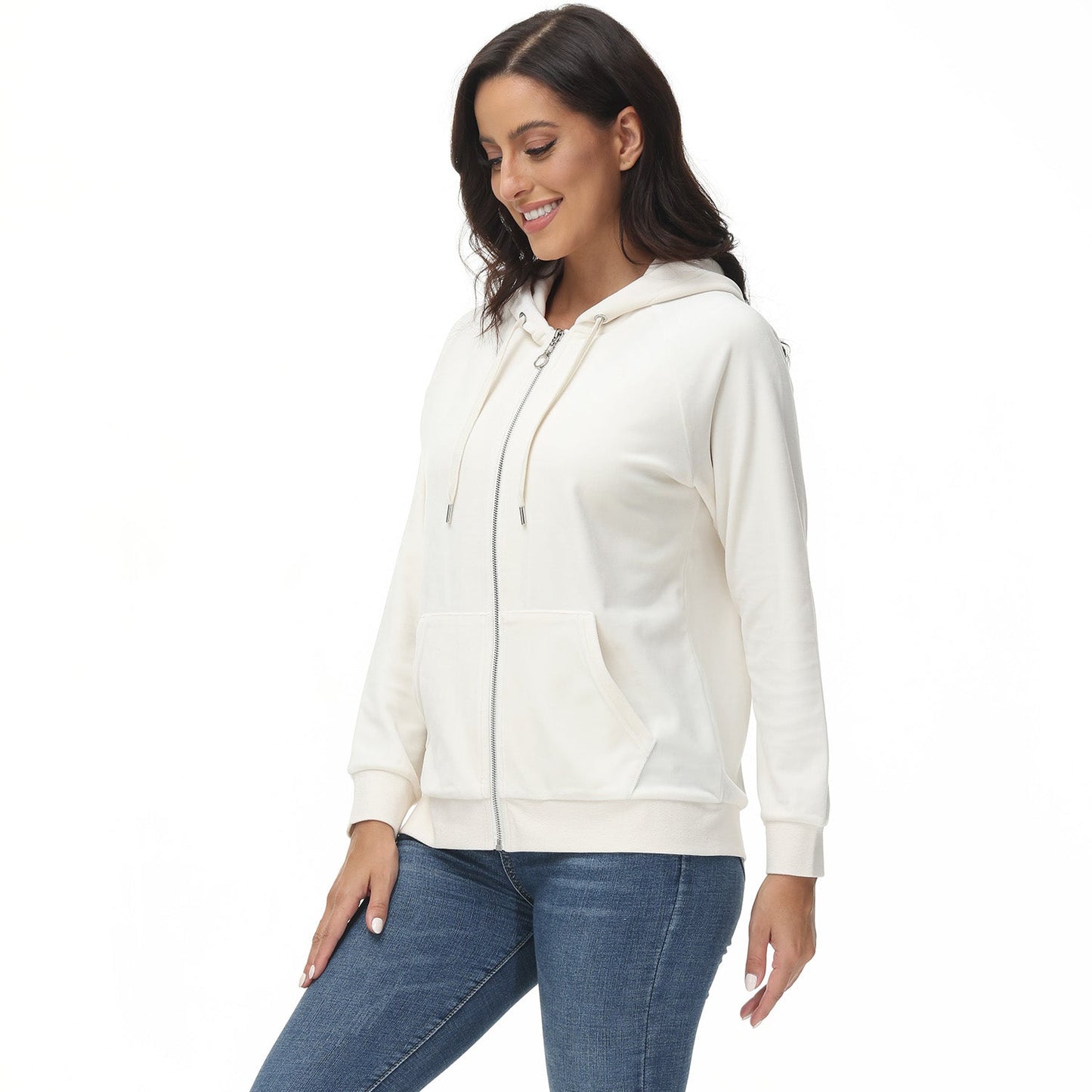 CozyChic: Dames Velours Fleece Hoodie - Warm, Stijlvol & Handig met Zakken!