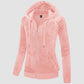 CozyChic: Dames Velours Fleece Hoodie - Warm, Stijlvol & Handig met Zakken!