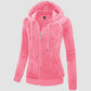 CozyChic: Dames Velours Fleece Hoodie - Warm, Stijlvol & Handig met Zakken!