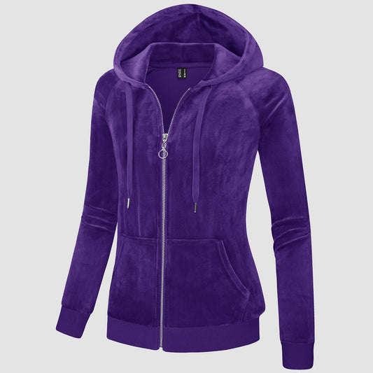 CozyChic: Dames Velours Fleece Hoodie - Warm, Stijlvol & Handig met Zakken!