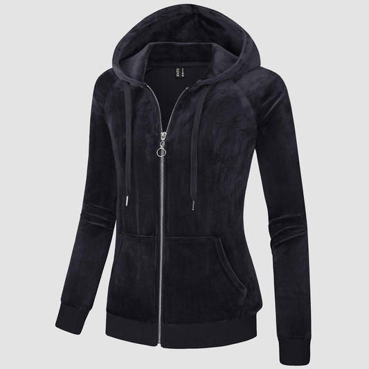 CozyChic: Dames Velours Fleece Hoodie - Warm, Stijlvol & Handig met Zakken!