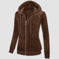 CozyChic: Dames Velours Fleece Hoodie - Warm, Stijlvol & Handig met Zakken!