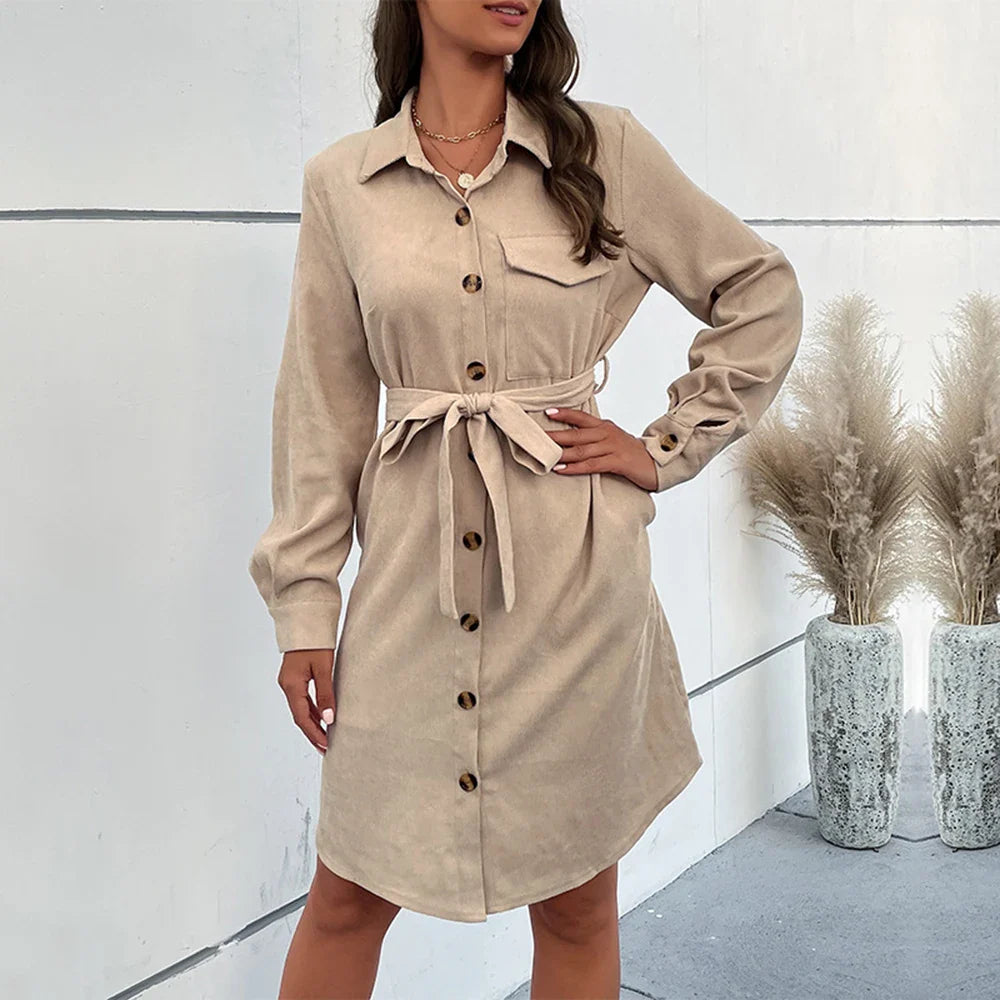 Khaki Cardigan Jurk - Isabella