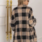Elegante Geruite Pluche Lange Jas: Tijdloze Stijl, Luxueus Comfort
