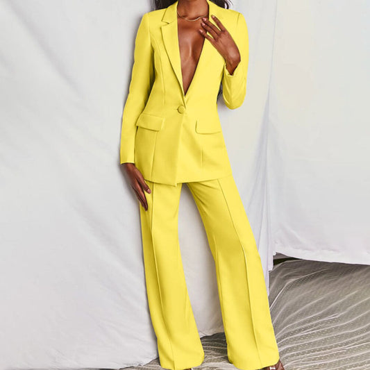 Chique Gele Blazer & Broek Set - Elana