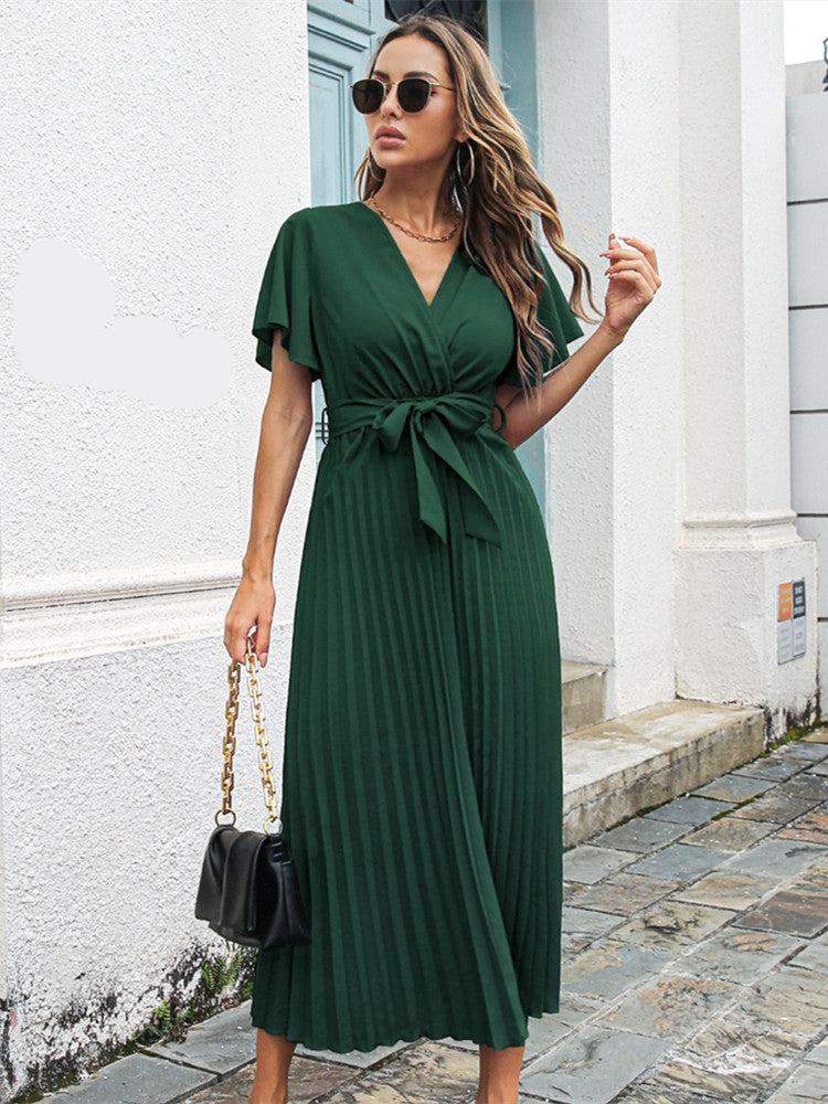 Groene Elegante Plooijurk - Madilyn