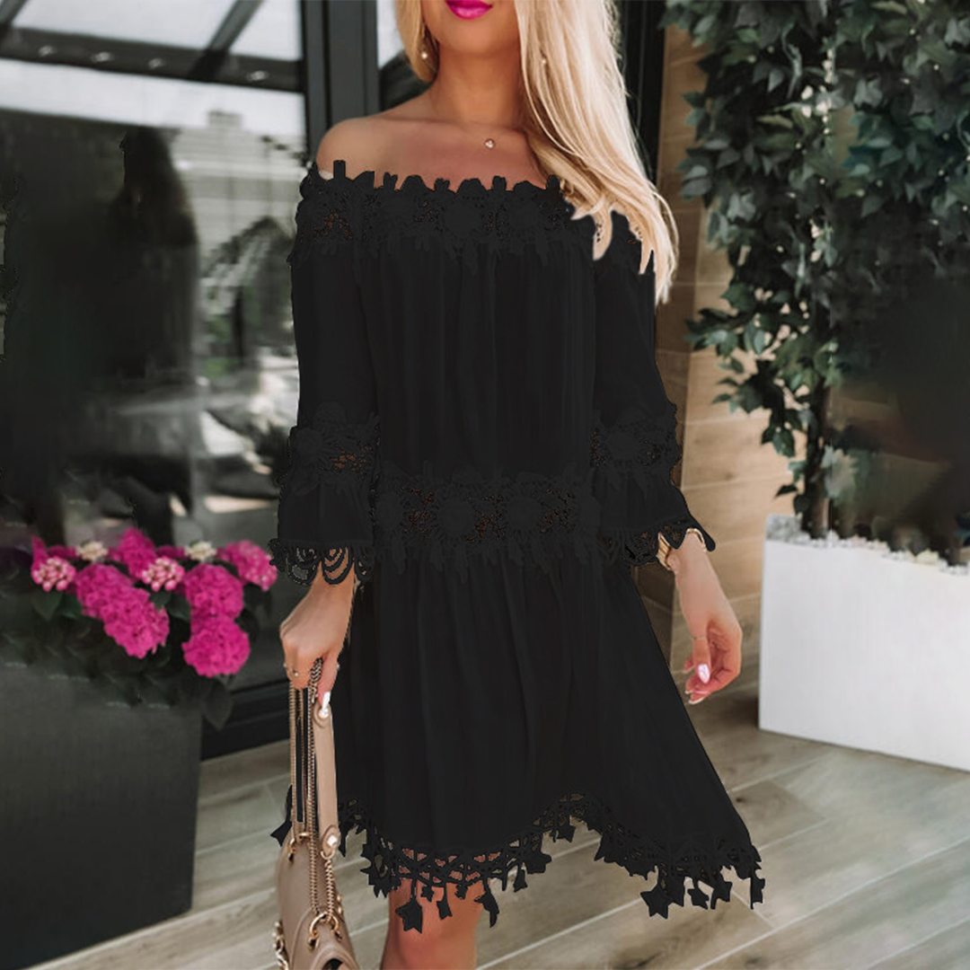 Zwarte off-shoulder jurk - Dorota